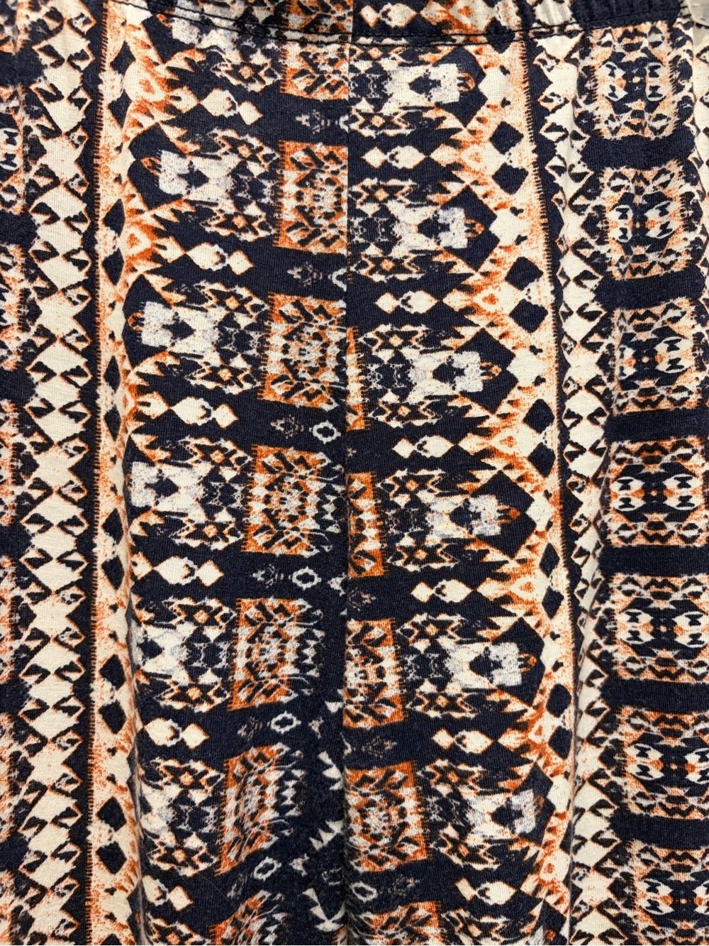 Mudd Navy and Orange Geometric Printed Flared Pants - Picture 2 of 4